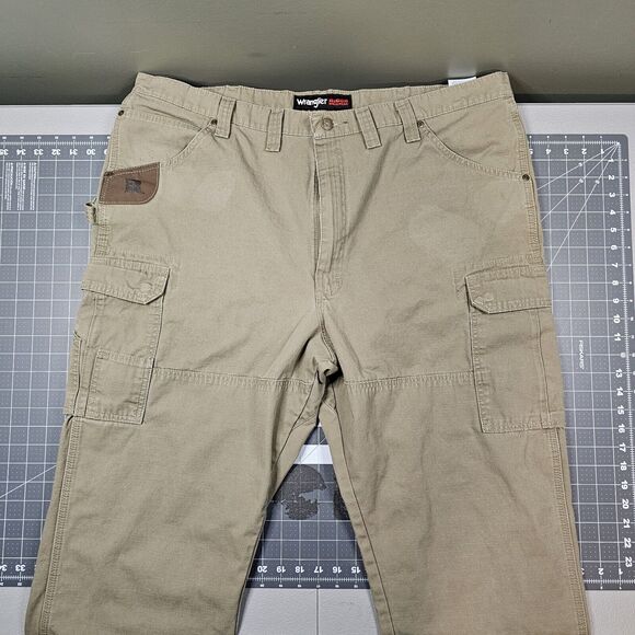 Wrangler Riggs Pants 44x34 Double Knee Cargo Ripstop Canvas Workwear Y2K Biker - Picture 1 of 16